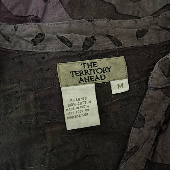 The Territory Ahead Boho Dark Purple Long Sleeve Blouse Shirt Top **Size M**💜💜 - Picture 5 of 5